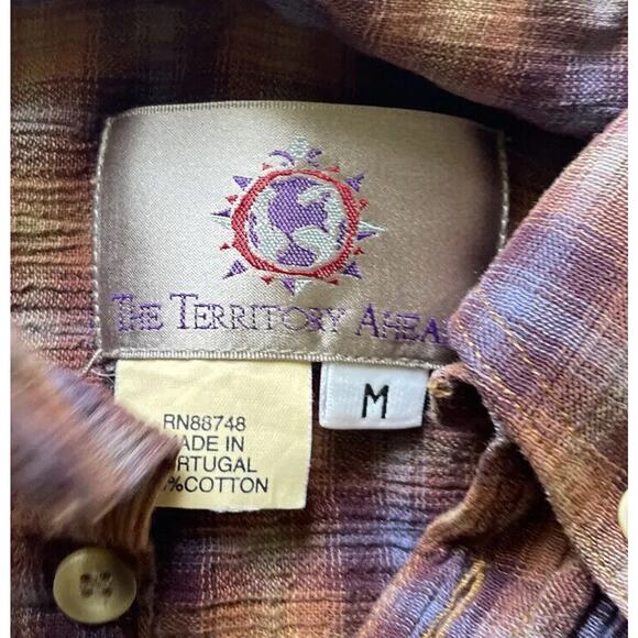 The Territory Ahead Shirt Mens Purple Plaid Texture Fabric Button Long Sleeve M - Picture 2 of 8